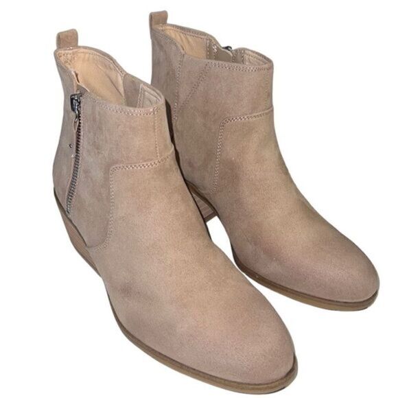 Dr Scholl’s Lawless Toast Taupe Odor Control Suede Ankle Booties Size 7.5 NIB‎ - Picture 1 of 13
